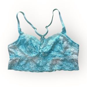 Gilly Hicks Blue White Lace Tie Dye Bralette Crossback Light Lined Women's Small